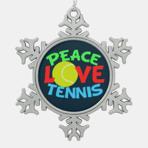 Tennis-Liebe-Blau Schneeflocken Zinn-Ornament
