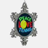 Tennis Liebe Blue Schneeflocken Zinn-Ornament (Links)