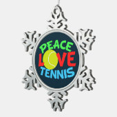 Tennis Liebe Blue Schneeflocken Zinn-Ornament (Rechts)