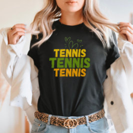 Tennis-Liebe - Fettgrüne und gelbe Herzenstriche T-Shirt