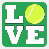 Tennis LIEBE Fun Sports Player Party Quadratischer Aufkleber (Vorderseite)