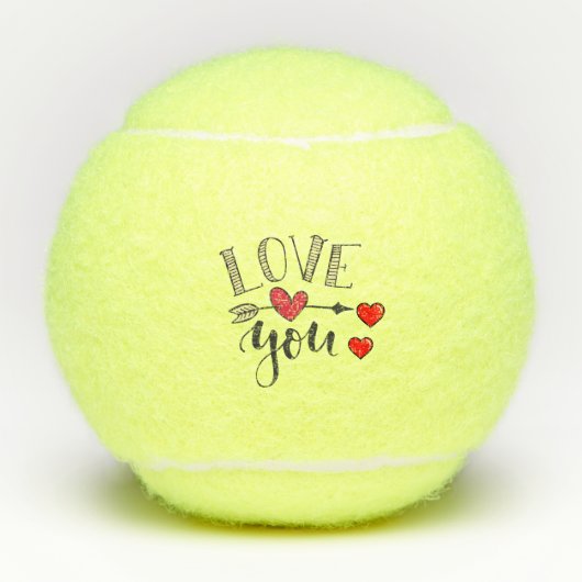 Tennis-Liebe für den Valentinstag Tennisbälle (Vorderseite)