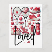 Tennis Liebe im roten und weißen mit Herz