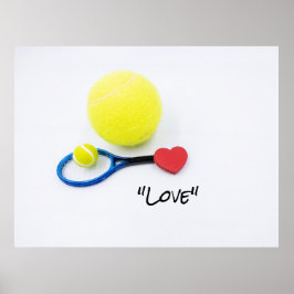 Tennis-Liebe mit Tennisball und Schlägerfreund Poster