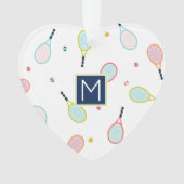 Tennis Liebe Mongramm Personalisierter Urlaub Ornament (Vorderseite)