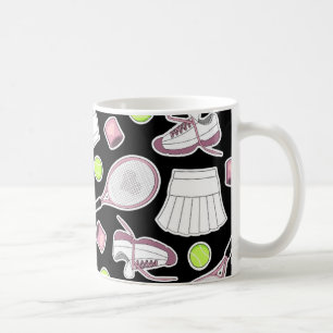 Tennis-Liebe-Muster-Rosa und Schwarzes Kaffeetasse