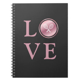 Tennis Liebe Rosa Rose Typografie Niedliche Racket Notizblock