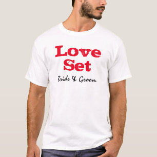 Tennis Liebe Set Braun und Bräutigam Hochzeitsfest T-Shirt