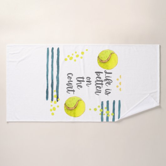Tennis Life ist besser auf dem Platz Aquarell Badehandtuch (Badehandtuch)