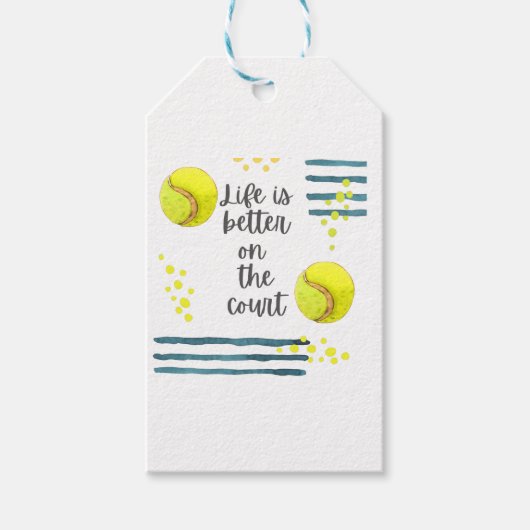 Tennis Life ist besser auf dem Platz Aquarell Geschenkanhänger (Vorderseite)