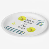 Tennis Life ist besser auf dem Platz Aquarell Pappteller (Schrägansicht)