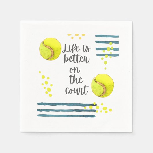 Tennis Life ist besser auf dem Platz Aquarell Serviette (Vorderseite)