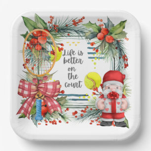 Tennis Life ist besser auf dem Platz Weihnachts-Pa Pappteller