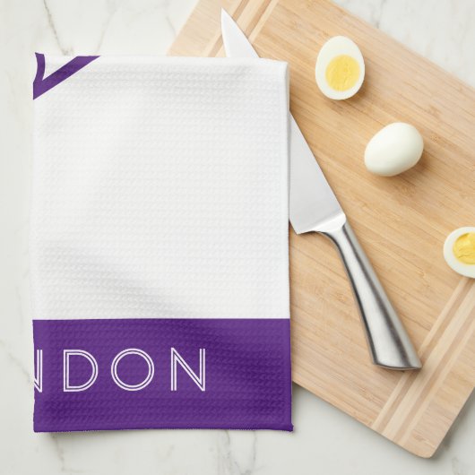 Tennis Lila Personalisierter Name oder Monogramm Geschirrtuch (Viertel Falte)