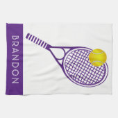 Tennis Lila Personalisierter Name oder Monogramm Geschirrtuch (Horizontal)