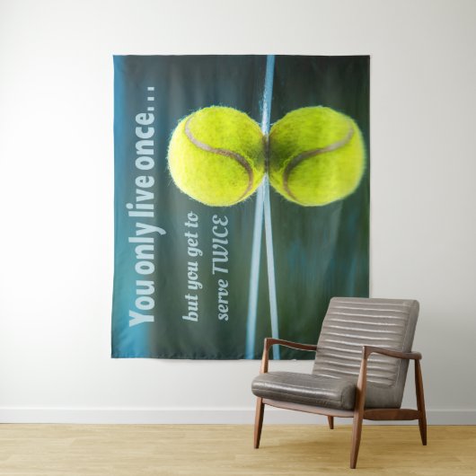 Tennis live einmal zweimal, Tennis Ball, Court Wandteppich (Beispiel)