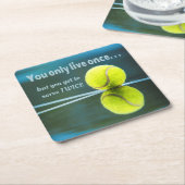 Tennis live zweimal, Tennis Ball, Court Rechteckiger Pappuntersetzer (angewinkelt)