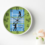 Tennis Lover Court Players Uhr<br><div class="desc">So lustig es auch für den Tennisliebhaber ist - das Spiel ist im Gange; Spieler auf dem Platz und Schläger für zwei der Zahlen. Sie können die Nachricht ändern oder verlassen, wie es ist, und Sie sind Set für das Spiel! Alle Design-Fragen, senden Sie einfach eine E-Mail an charmdesignstudio@rcn.com und...</div>