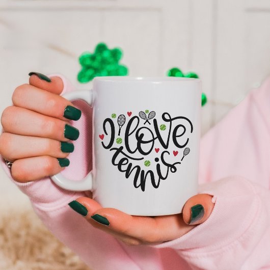 Tennis Lover I Love Tennis Heart Kaffeetasse