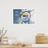 Tennis Lover, Racket und Ball in Air Poster (Küche)