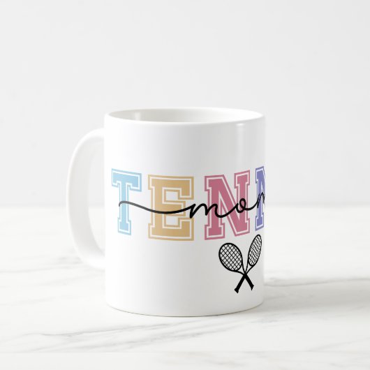 Tennis-Mama farbenfroh und Niedlich Kaffeetasse (Vorderseite Links)