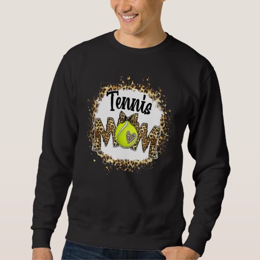 Tennis Mama Leopard gebleicht Mama Mama Muttertag Sweatshirt (Vorderseite)