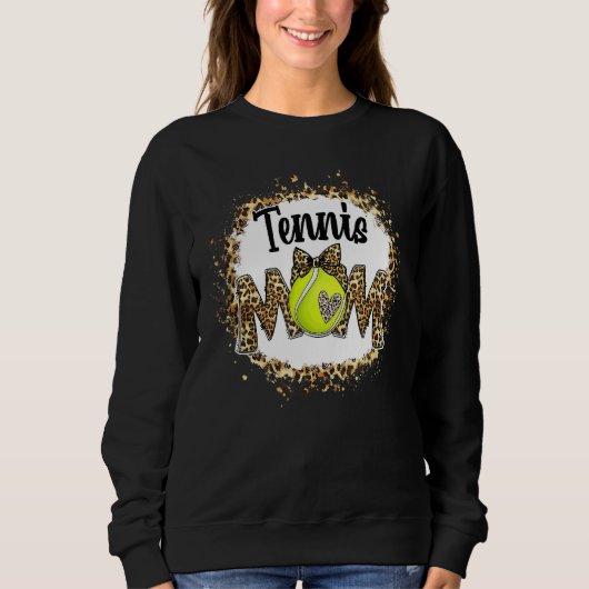 Tennis Mama Leopard gebleicht Mama Mama Muttertag Sweatshirt (Vorderseite)