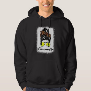Tennis Mama Leopard Messy Bun Hair Frauen Hoodie