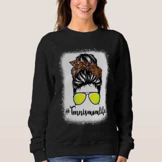 Tennis Mama Leopard Messy Bun Hair Frauen Sweatshirt