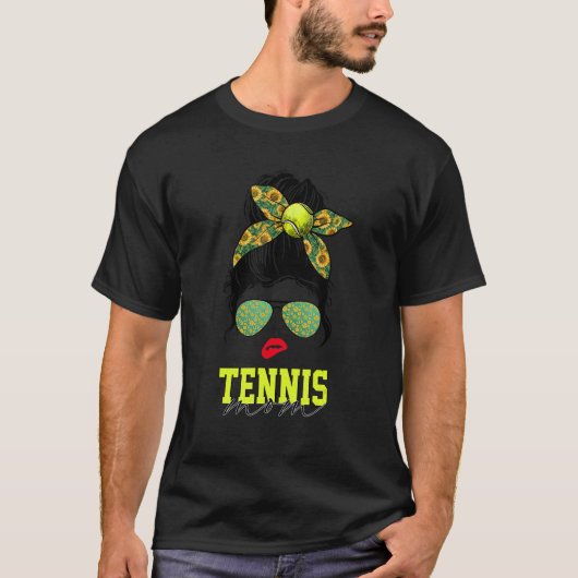 Tennis Mama Life Messy Bun Sonnenblumen Frauen Müt T-Shirt (Vorderseite)