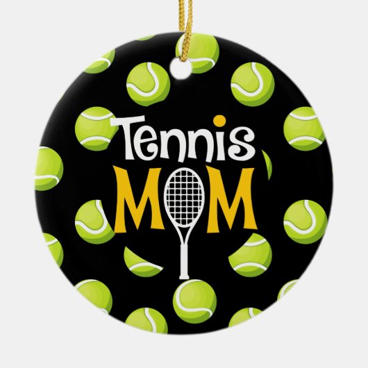 Tennis-Mama mit Tennisball Keramik Ornament (Vorne)
