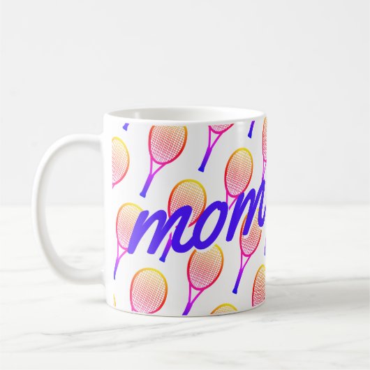 Tennis Mama Muttertag hell Rosa Lila Kaffeetasse (Links)