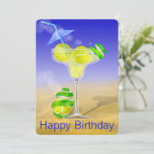 Tennis Margarita Geburtstagsparty Einladung (Stehend Vorderseite)