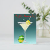 Tennis Martini Happy Birthday Postkarte (Stehend Vorderseite)