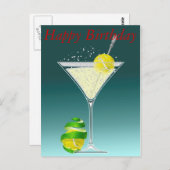Tennis Martini Happy Birthday Postkarte (Vorne/Hinten)