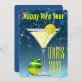 Tennis Martini-Neujahr-Party Einladung (Vorne/Hinten)
