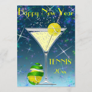 Tennis Martini Neujahr Party Einladung