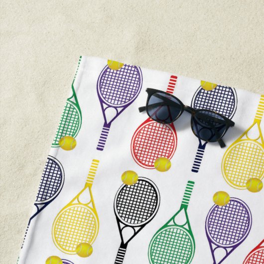 Tennis-Mehrfarbiger Personalisierter Name oder Mon Strandtuch (Beispiel)
