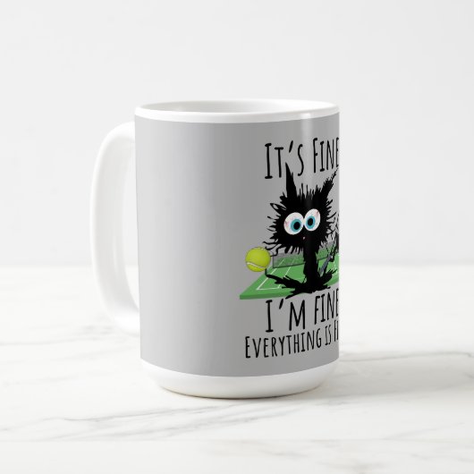 Tennis Mir geht es gut, alles ist gut lustig Kaffeetasse (Vorderseite Links)