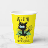 Tennis Mir geht es gut, alles ist gut lustig Pappbecher (Vorderseite)