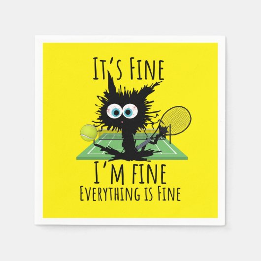 Tennis Mir geht es gut, alles ist gut lustig Serviette (Vorderseite)