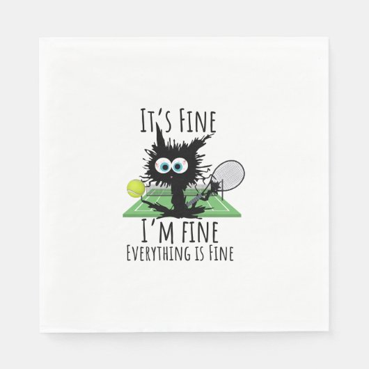 Tennis Mir geht es gut, alles ist gut lustig Serviette (Vorderseite)