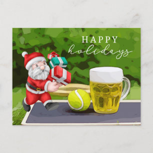 Tennis mit dem Weihnachtsmann glücklich Urlaub zum Postkarte