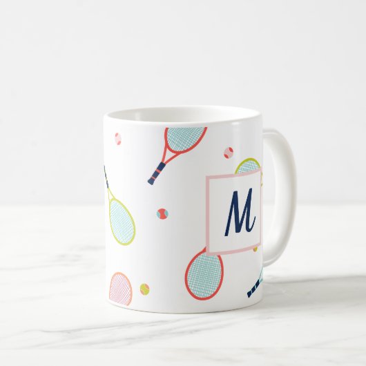 Tennis Mit Monogramm Sports Personalisiert Kaffeetasse (VorderseiteRechts)