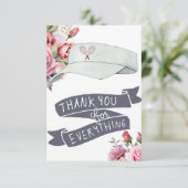 Tennis mit rosa Rosen Dankeskarte (Stehend Vorderseite)