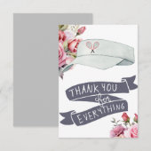 Tennis mit rosa Rosen Dankeskarte (Vorne/Hinten)