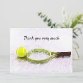 Tennis mit Schläger Vielen Dank an den Spieler Dankeskarte (Stehend Vorderseite)