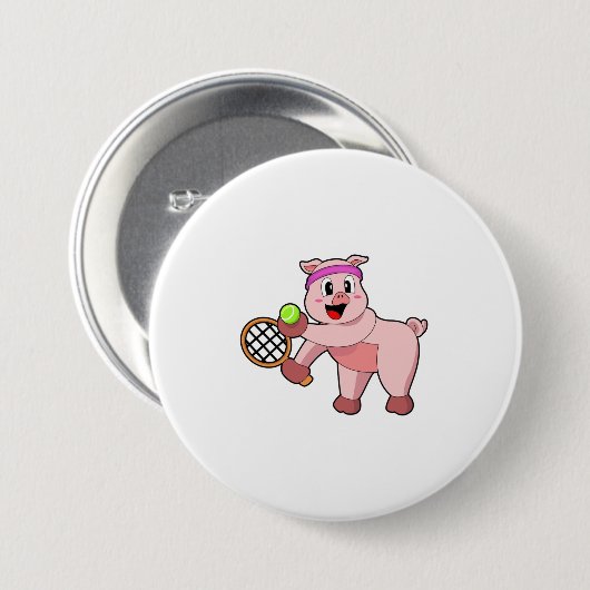 Tennis mit Tennisschläger Button (Vorne & Hinten)