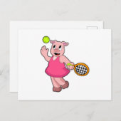 Tennis mit Tennisschläger Postkarte (Vorne/Hinten)