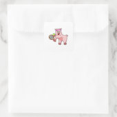 Tennis mit Tennisschläger Quadratischer Aufkleber (Tasche)